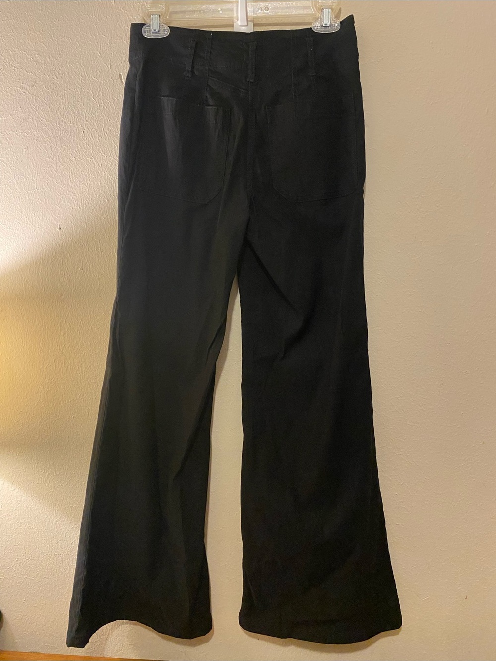 Women’s Maeve By Anthropologie “The Junie Jean” Black Wide Leg Glare Pants Sz26P - Picture 4 of 4